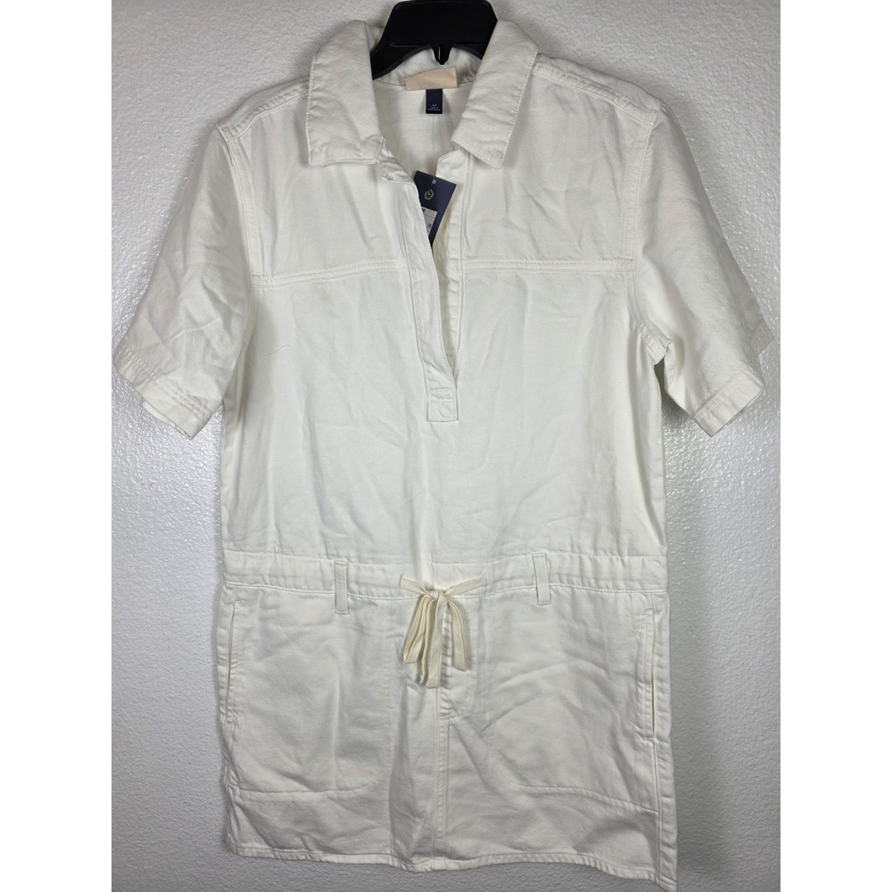 Universal Thread Womens White Denim Short Sleeve Drawstring Utility Dress Size M
